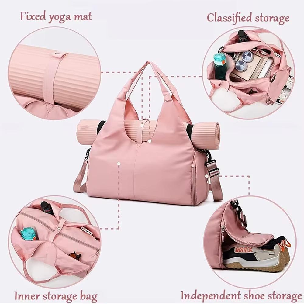Luxury Yoga Mat Bag Gym Fitness Handbags for Women Men Training Sac De Large Capacity Sport Travel Gymtas Nylon Outdoor Sports