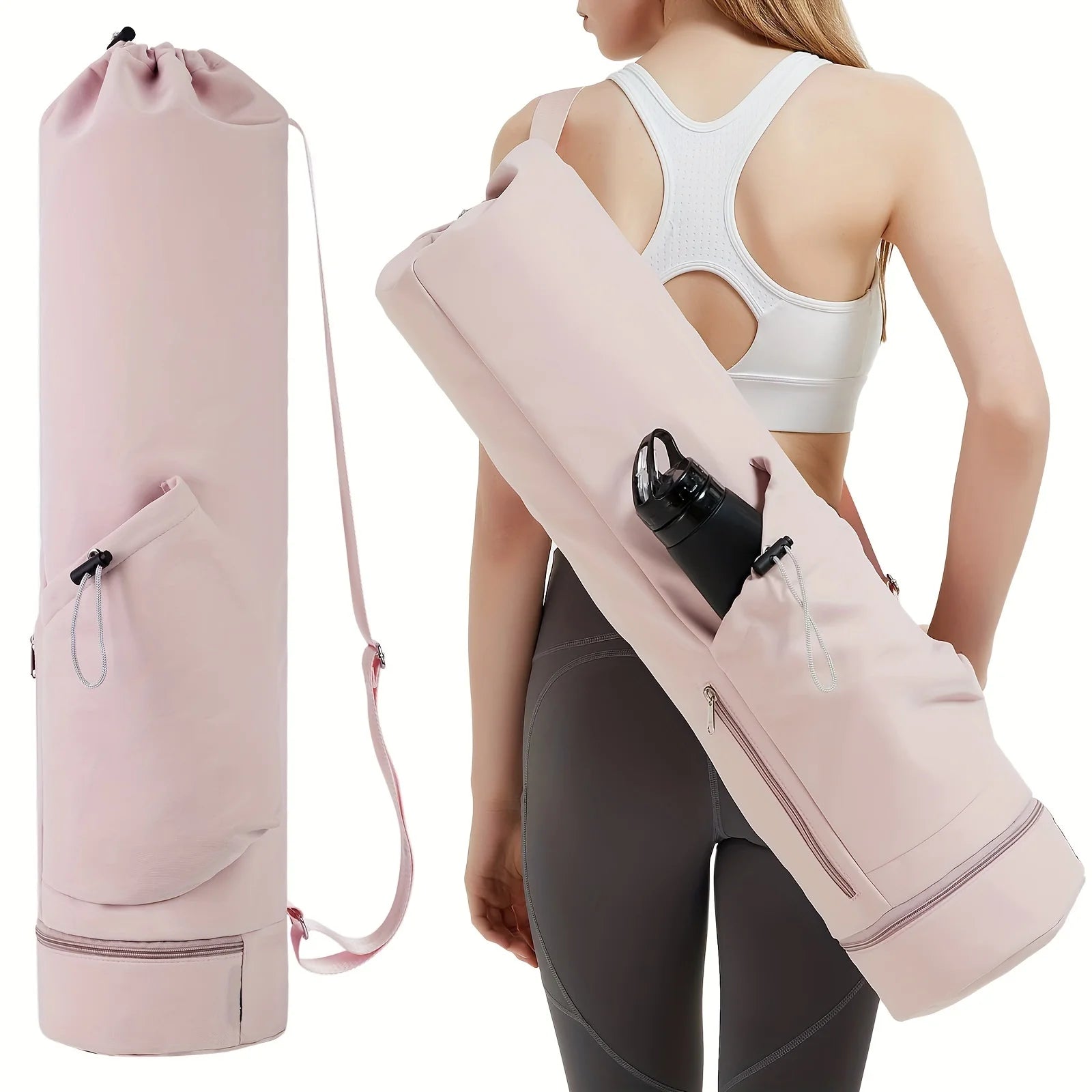 Stylish and Functional Yoga Mat Bag with Water Bottle Pocket and Wet Storage - Perfect for Active Women!