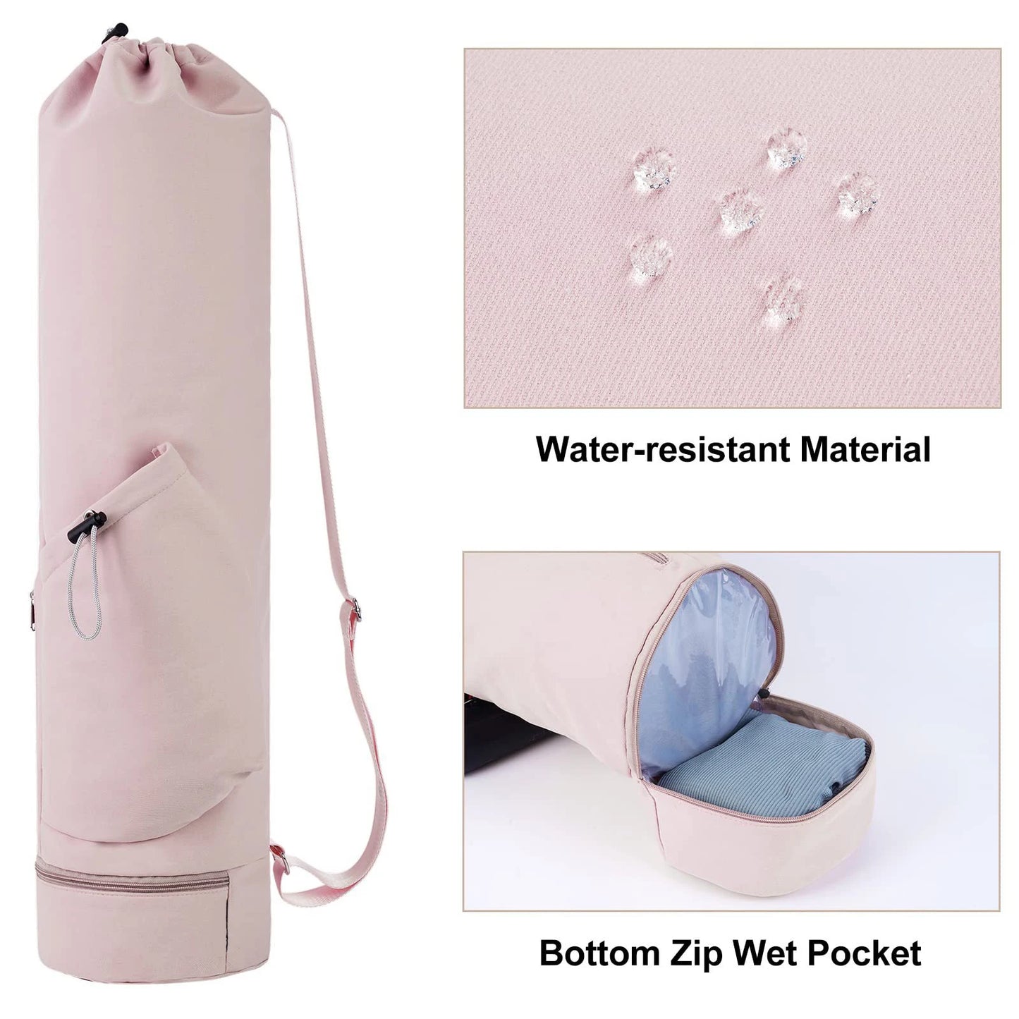 Stylish and Functional Yoga Mat Bag with Water Bottle Pocket and Wet Storage - Perfect for Active Women!