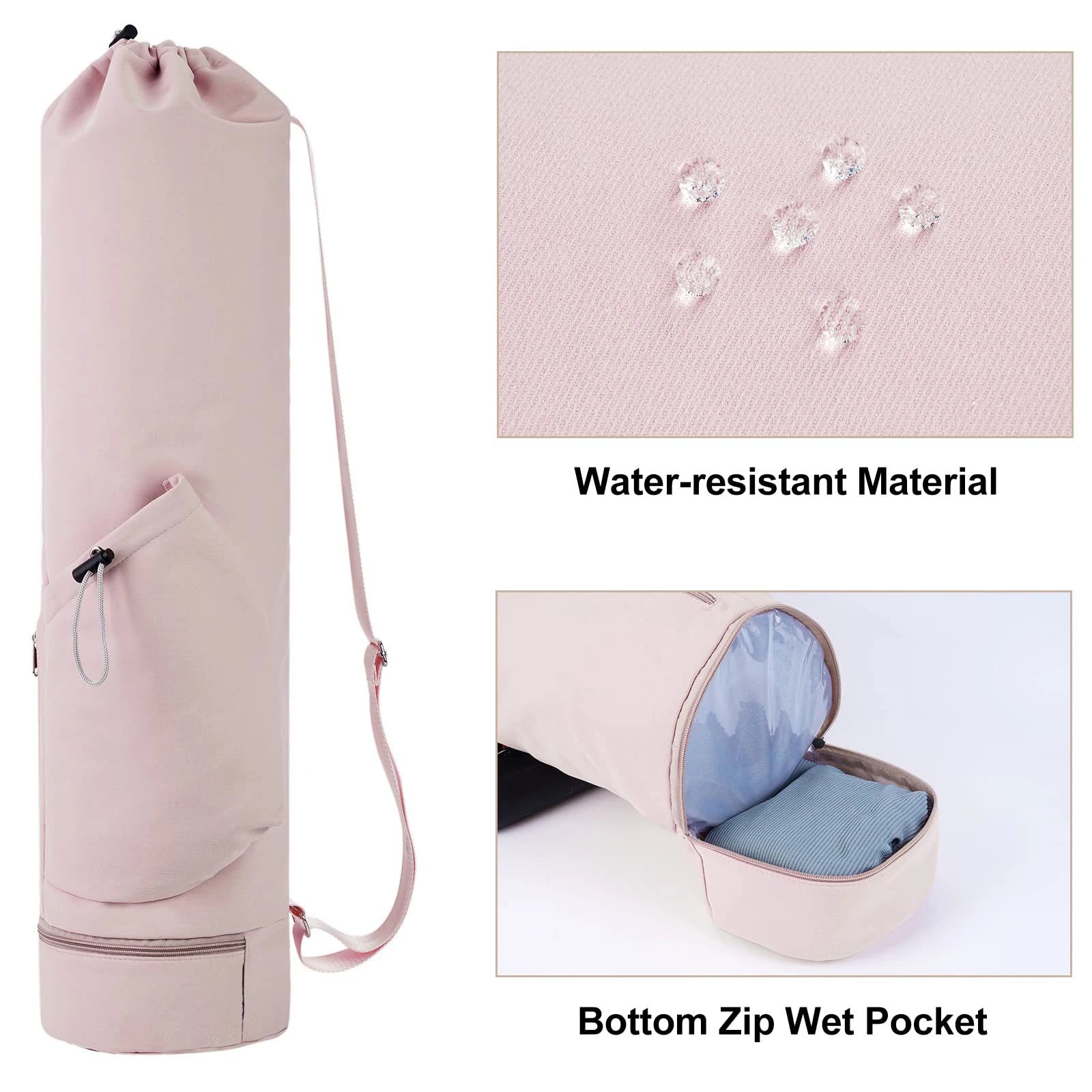 Stylish and Functional Yoga Mat Bag with Water Bottle Pocket and Wet Storage - Perfect for Active Women!