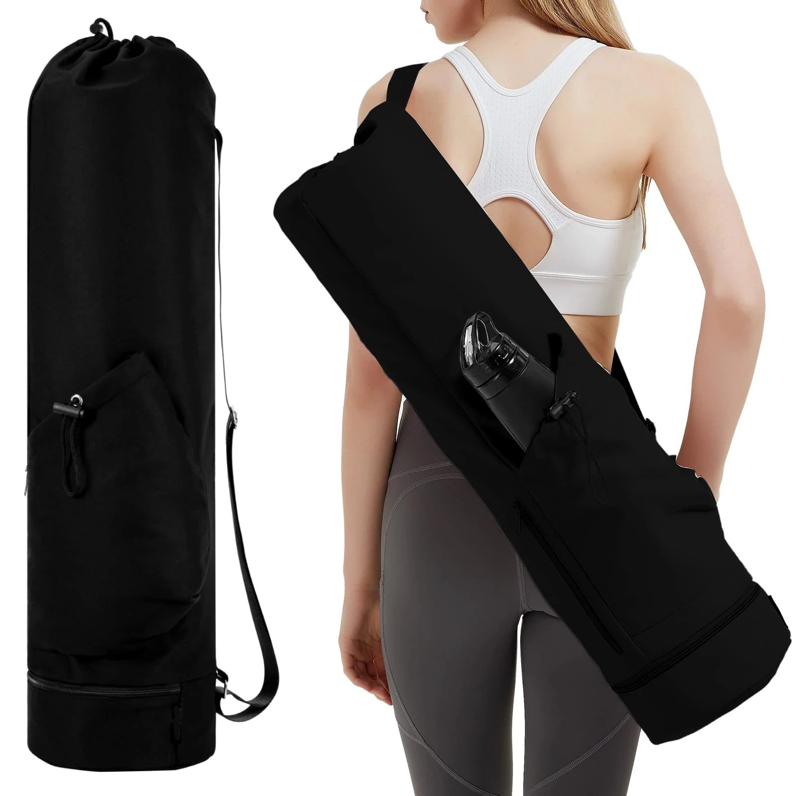 Stylish and Functional Yoga Mat Bag with Water Bottle Pocket and Wet Storage - Perfect for Active Women!