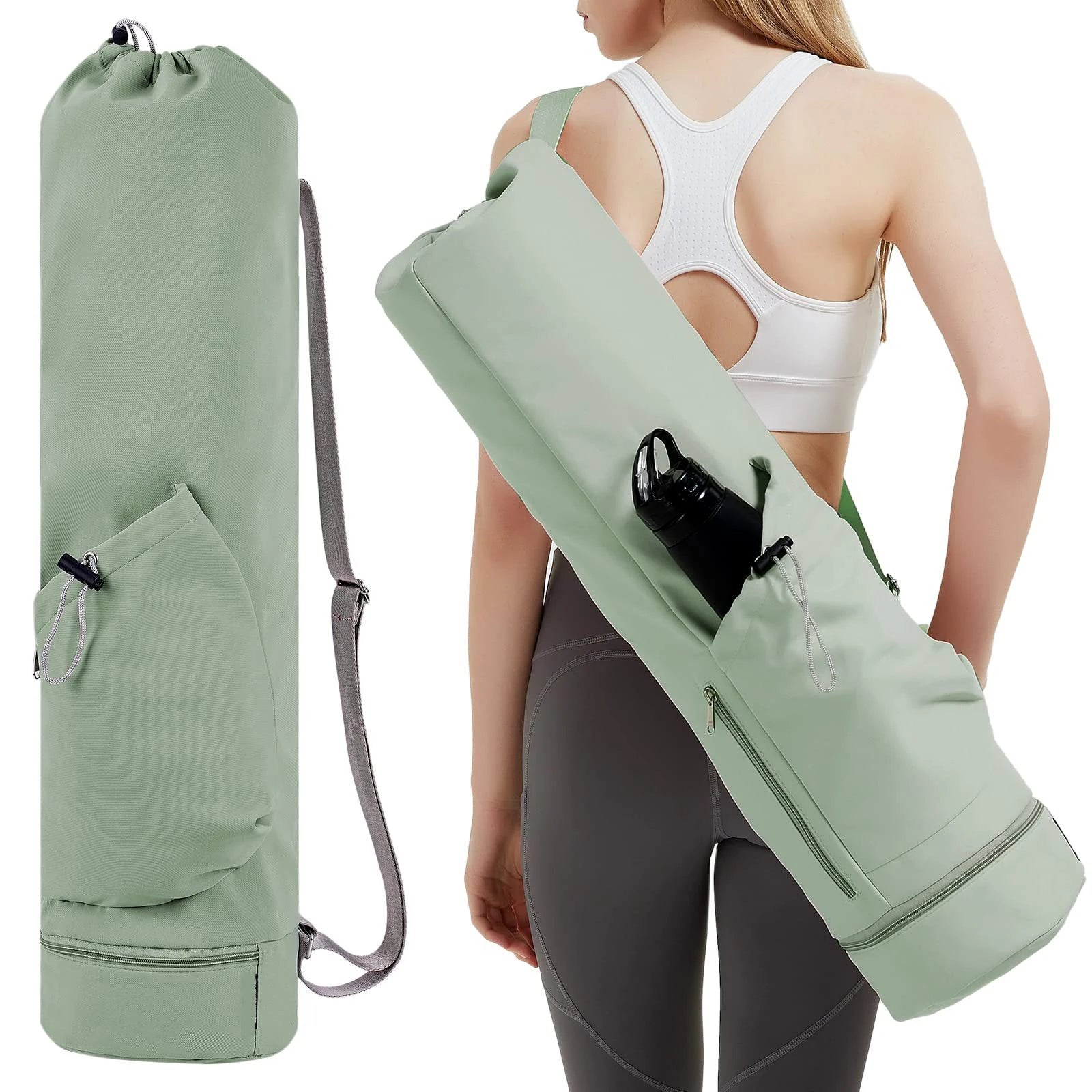 Stylish and Functional Yoga Mat Bag with Water Bottle Pocket and Wet Storage - Perfect for Active Women!