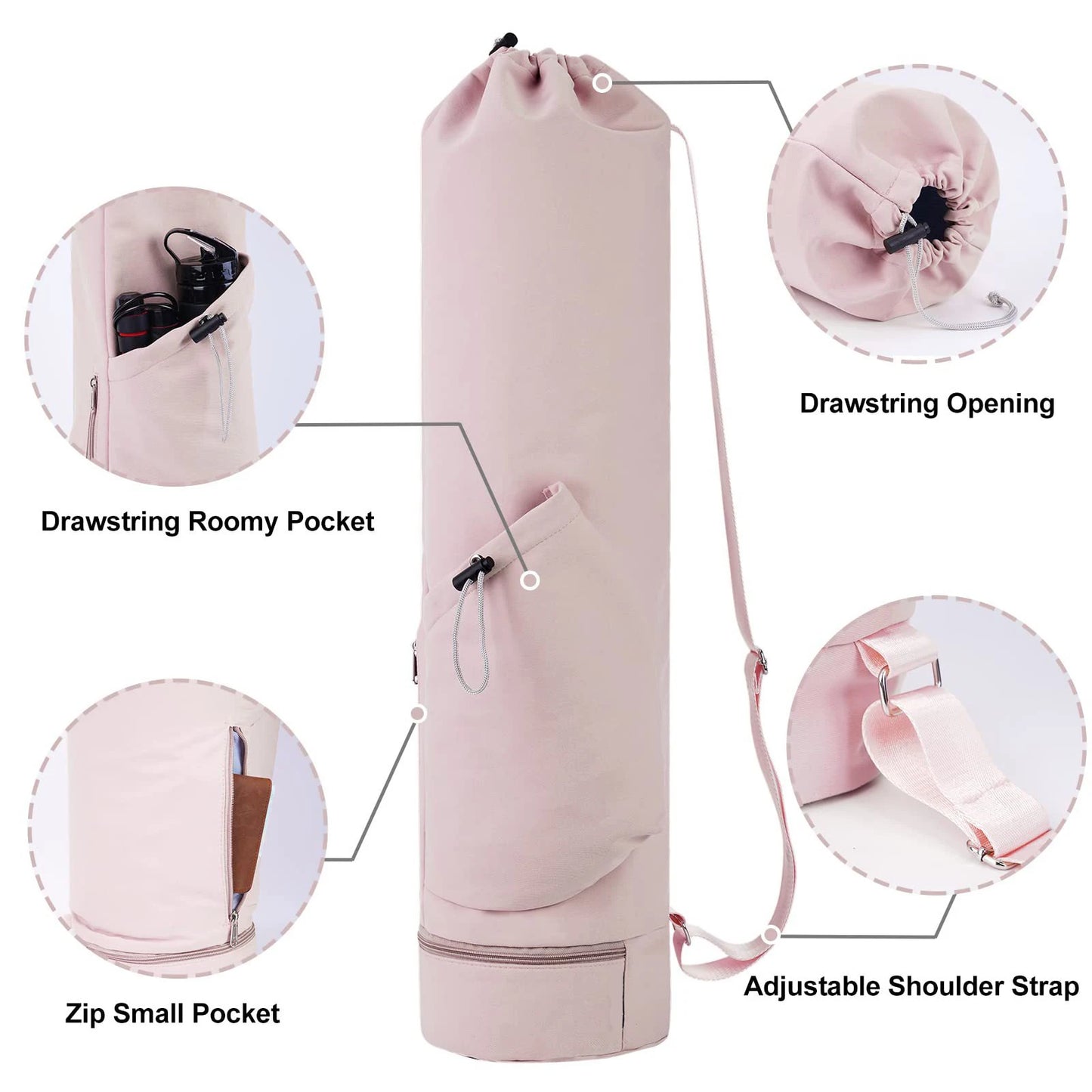 Stylish and Functional Yoga Mat Bag with Water Bottle Pocket and Wet Storage - Perfect for Active Women!