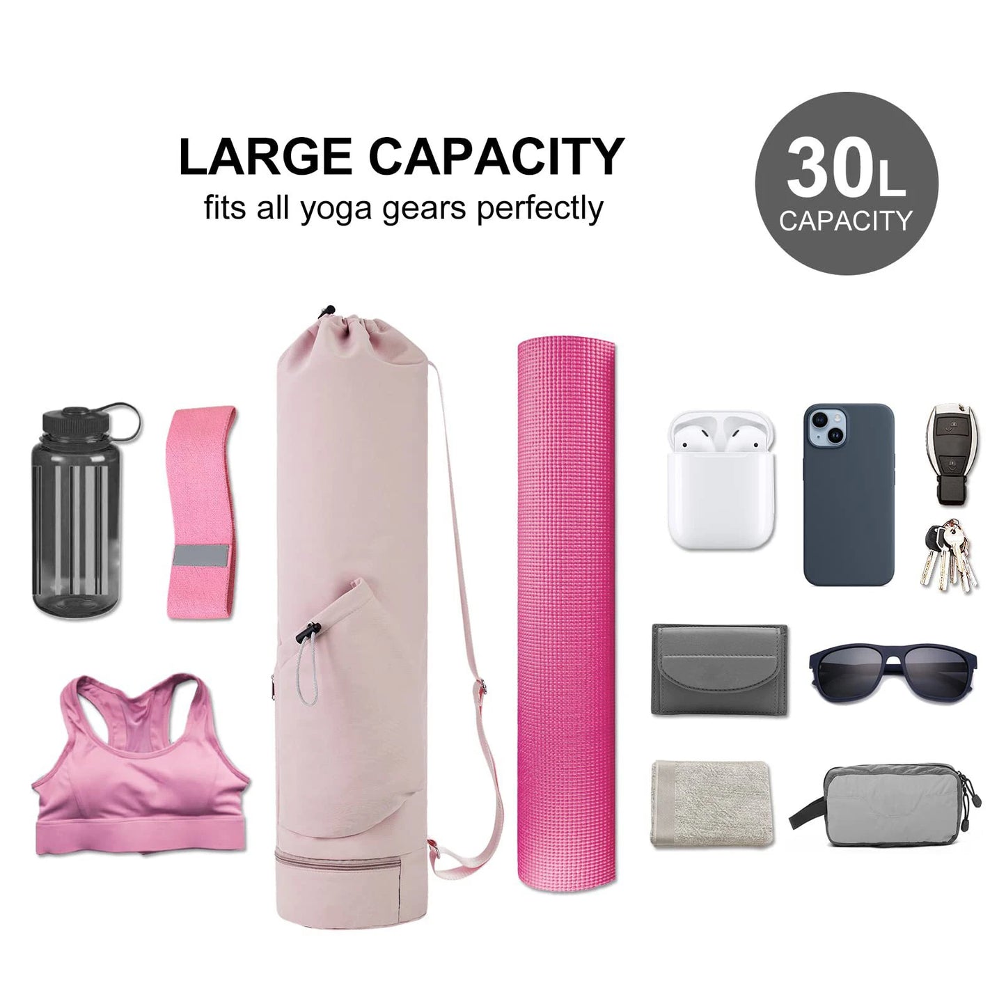 Stylish and Functional Yoga Mat Bag with Water Bottle Pocket and Wet Storage - Perfect for Active Women!
