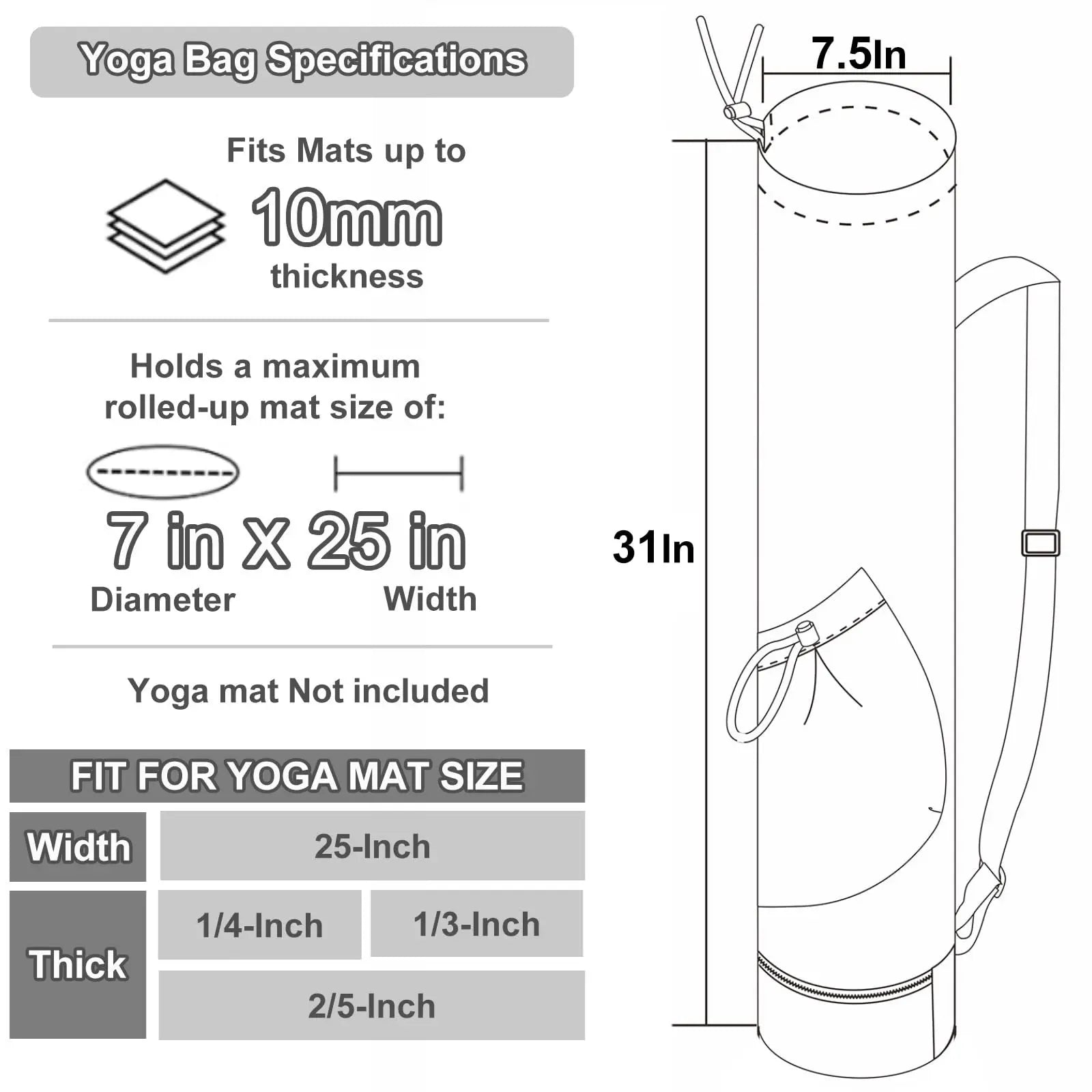 Stylish and Functional Yoga Mat Bag with Water Bottle Pocket and Wet Storage - Perfect for Active Women!